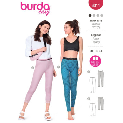 Střih Burda 6011, návod k šití: sportovní legíny