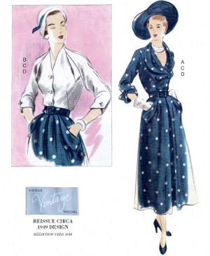 Střih Vogue 1863 Vintage halenka a sukně s páskem (rok 1949)