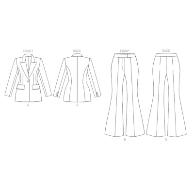 Střih Vogue 1870 dámský kalhotový kostým, sako a kalhoty