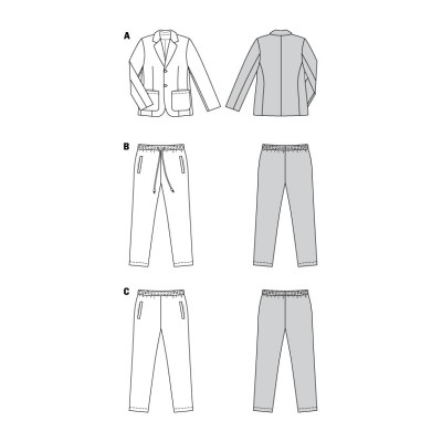 Střih Burda 5955, návod k šití: pánský ležérní oblek, sako, teplákové kalhoty