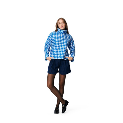 Střih Burda 5963, návod k šití: volná mikina s rolákovým límcem, fleecová mikina, rolák