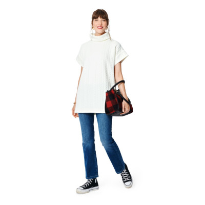 Střih Burda 5963, návod k šití: volná mikina s rolákovým límcem, fleecová mikina, rolák