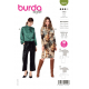 Střih Burda 5973, návod k šití: halenkové šaty se šálovým límcem, halenka