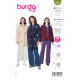 Střih Burda 5976, návod k šití: kabát s páskem, fleecový kabát