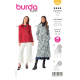 Střih Burda 5984, návod k šití: dvouřadý kabát s páskem, trenčkot, dvouřadé sako