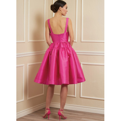 Střih Vogue 1884 šaty na ramínka se širokou nabíranou sukní