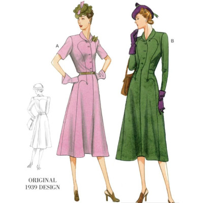 Střih Vogue 9127 Vintage propínací šaty z roku 1939