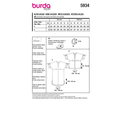 Střih Burda 5934, návod k šití: rovné empírové šaty, tunika