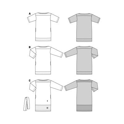 Střih Burda 5925, návod k šití: rovné šaty s lodičkovým výstřihem