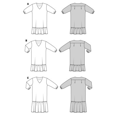Střih Burda 5907, návod k šití: volné rovné šaty