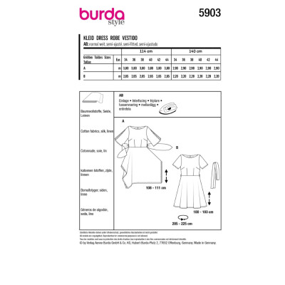 Střih Burda 5903, návod k šití: šaty s rozšířenou sukní