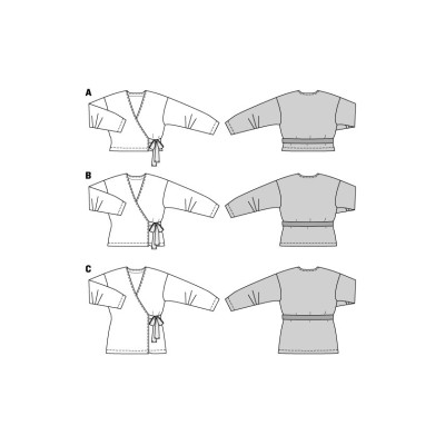 Střih Burda 5892, návod k šití: zavinovací sako