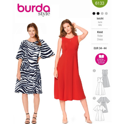 Střih Burda číslo 6133 empírové šaty se širokou sukní