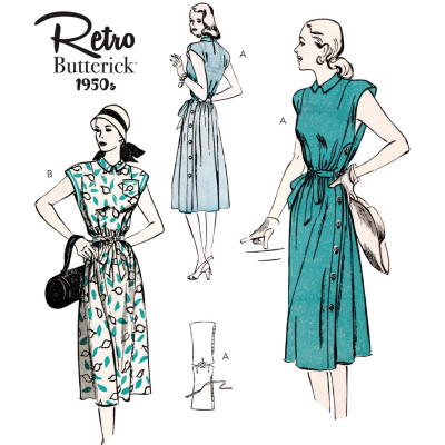 Střih Butterick 6889 Vintage košilové šaty, 50. léta