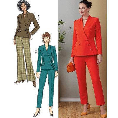 Střih Butterick 6915 zavinovací sako, kalhoty, dámský kalhotový kostým