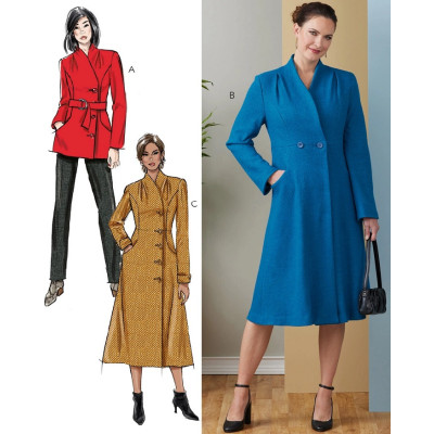 Střih Butterick 6917 áčkový kabát