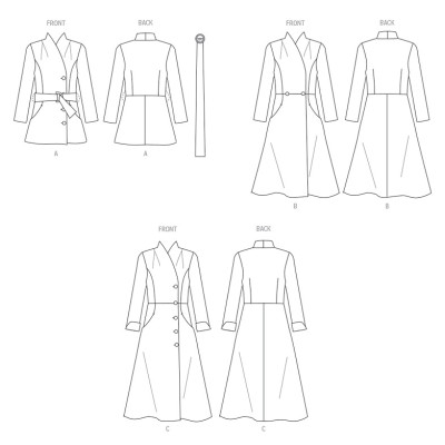 Střih Butterick 6917 áčkový kabát