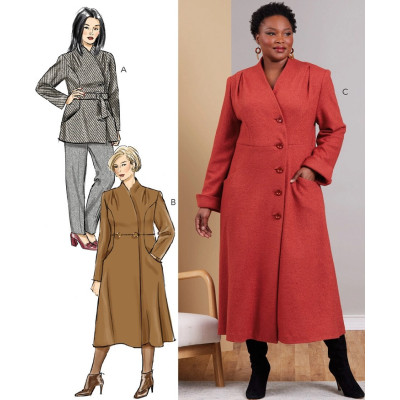 Střih Butterick 6918 áčkový kabát