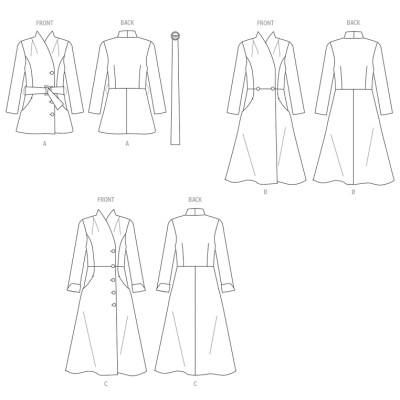 Střih Butterick 6918 áčkový kabát