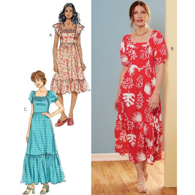 Střih Butterick 6872 halenkové šaty, maxi šaty