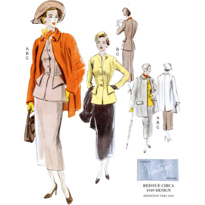 Střih Vogue 1932 Vintage kostýmek, kabát (rok 1949)