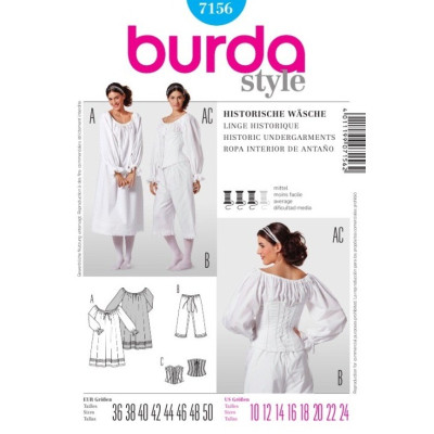 Střih Burda číslo 7156 dobové spodní prádlo