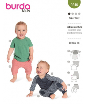 Střih Burda 9246, návod k šití: tričko a tepláčky pro miminka