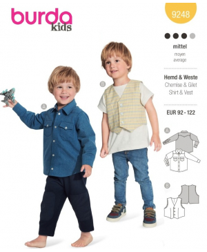 Střih Burda 9248, návod k šití: košile a vesta pro chlapce