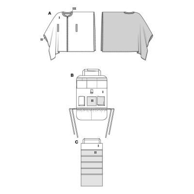 Střih Burda 9233, návod k šití: dětská sada do auta, deka, kapsář