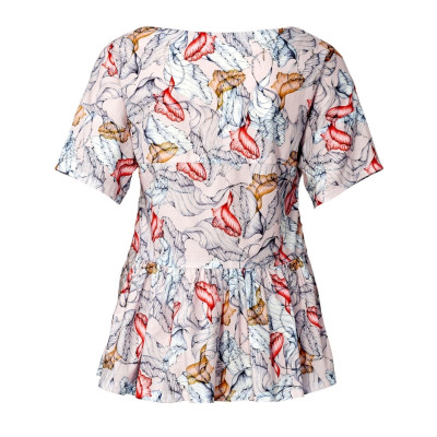 Střih Burda 5856, návod k šití: halenka s volánovým lemem