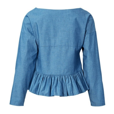 Střih Burda 5856, návod k šití: halenka s volánovým lemem