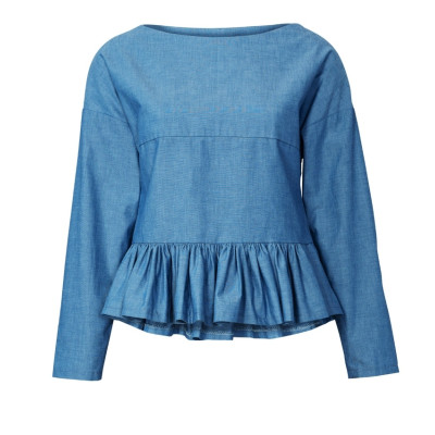 Střih Burda 5856, návod k šití: halenka s volánovým lemem