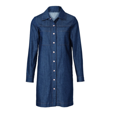 Střih Burda 5854, návod k šití: košilové šaty, džínové šaty