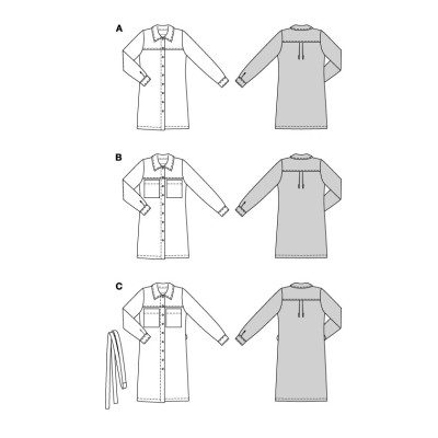 Střih Burda 5854, návod k šití: košilové šaty, džínové šaty