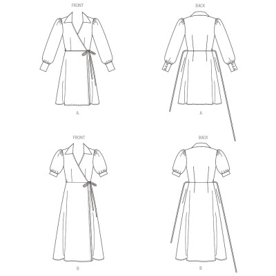 Střih Butterick 6928 zavinovací šaty, áčkové šaty