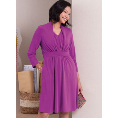 Střih Butterick 6940 úpletové šaty, empírové šaty, maxi šaty