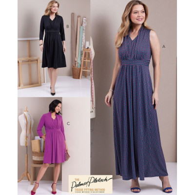 Střih Butterick 6940 úpletové šaty, empírové šaty, maxi šaty