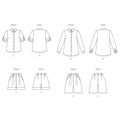 Střih Butterick 6946 košile, šortky s vysokým pasem