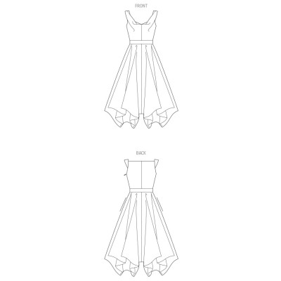 Střih Vogue 1935 šaty se širokou sukní a výstřihem voda, Júlio César