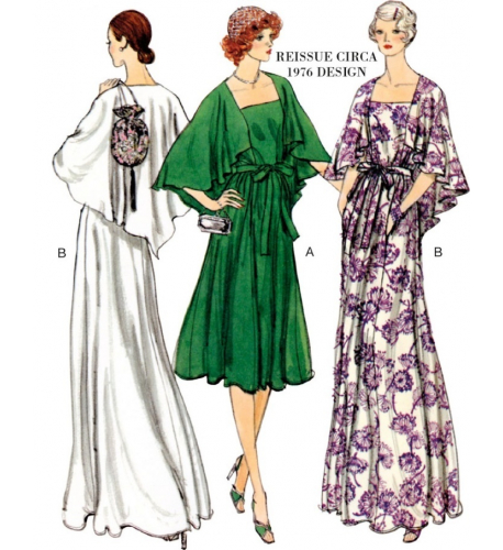 Střih Vogue 1947 Vintage večerní šaty s pláštěm (rok 1976)