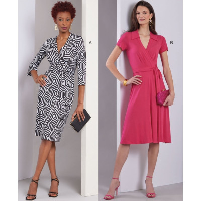 Střih Vogue 1952 zavinovací šaty, šaty s límečkem