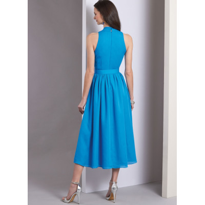 Střih Vogue 1953 šaty bez rukávů, šaty s hlubokým výstřihem, dlouhé šaty