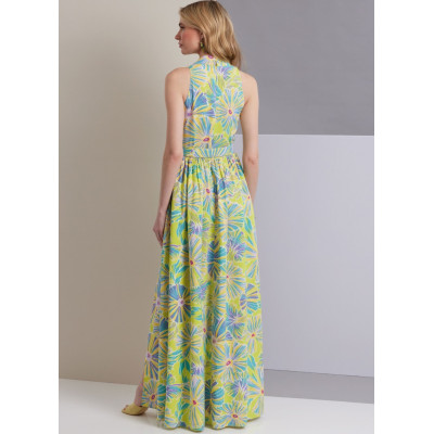 Střih Vogue 1953 šaty bez rukávů, šaty s hlubokým výstřihem, dlouhé šaty