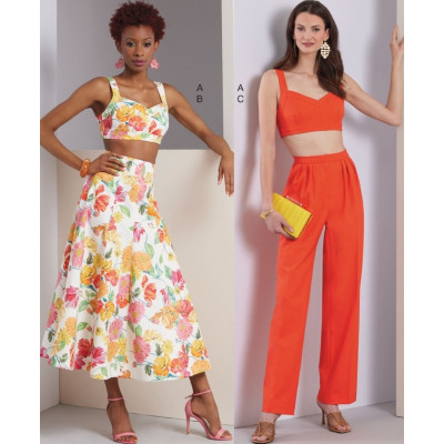 Střih Vogue 1961 bra top, široká sukně, kalhoty s puky