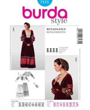 Střih Burda číslo 7171 renesanční šaty