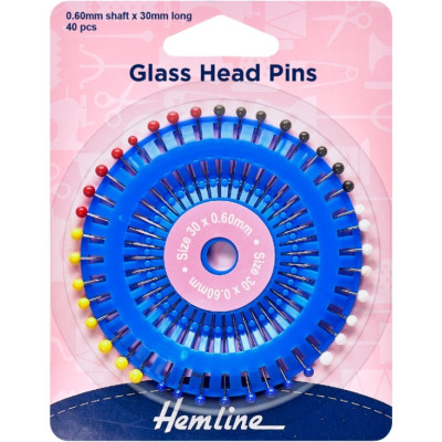 Špendlíky se skleněnými hlavičkami 40 ks Hemline