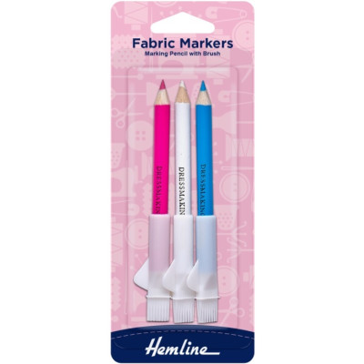 Sada 3 krejčovských kříd v tužce se štětečkem bílá, růžová, modrá Hemline