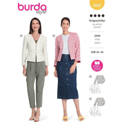 Střih Burda 5897, návod k šití: sako