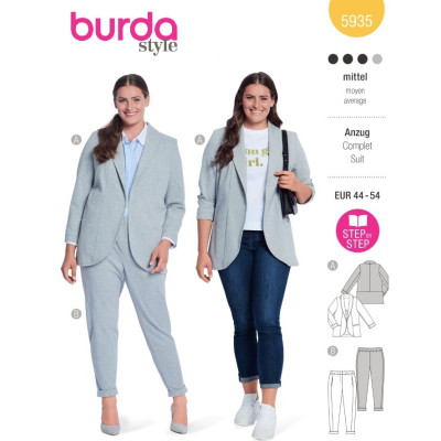 Střih Burda 5935, návod k šití: teplákové sako a kalhoty, tepláky