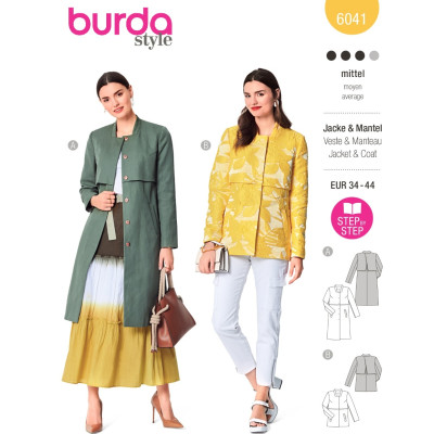 Střih Burda 6041, návod k šití: dvouvrstvý kabát, sako